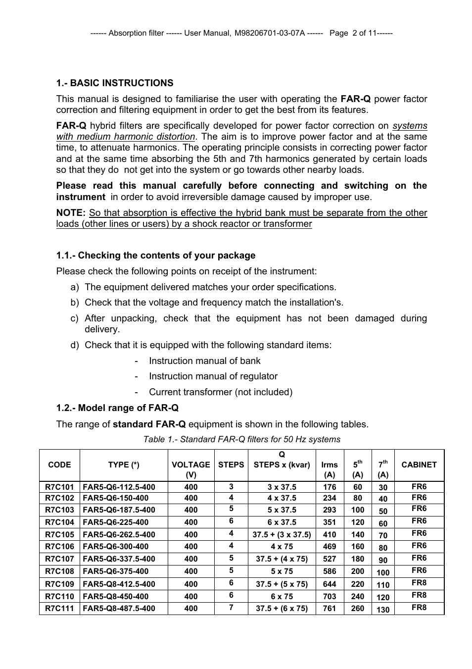 CIRCUTOR FAR-Q Series User Manual | Page 3 / 12