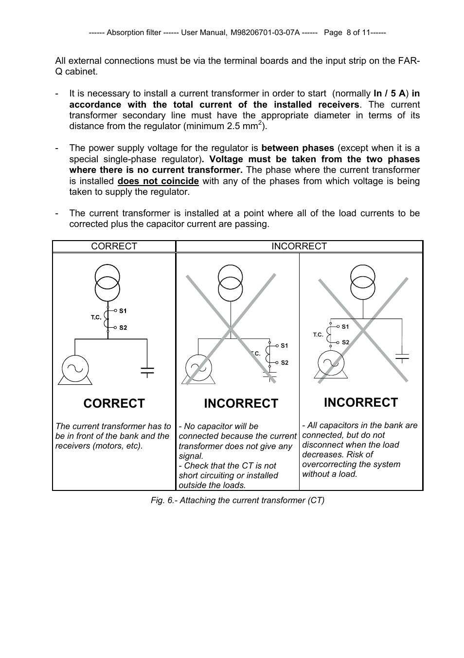 Correct, Incorrect | CIRCUTOR FAR-Q Series User Manual | Page 9 / 12