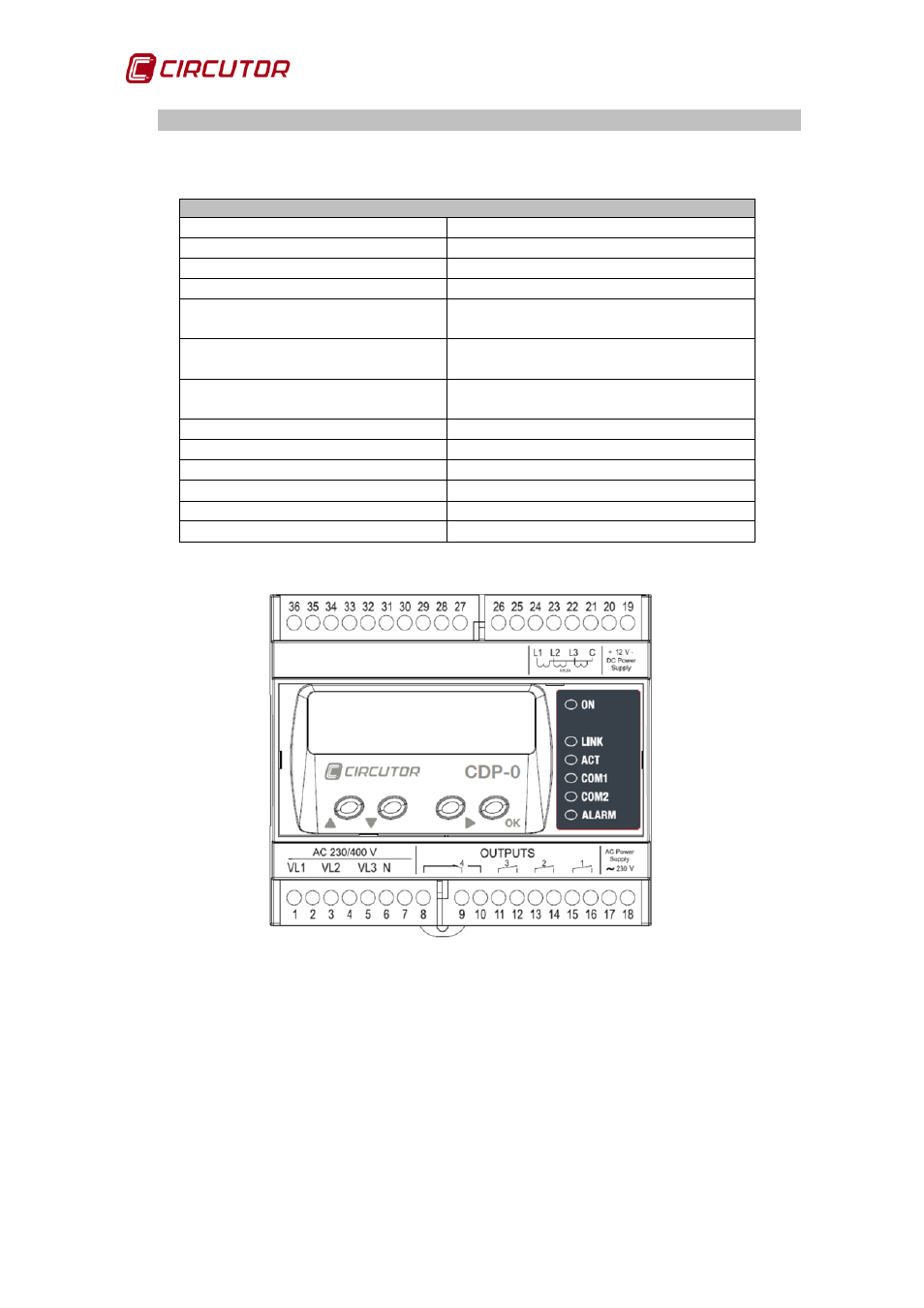 Unit, Terminals | CIRCUTOR CDP-0 User Manual | Page 10 / 74
