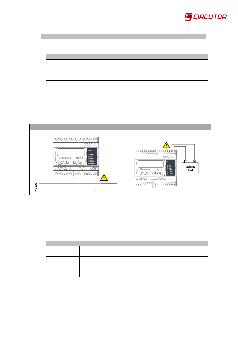 Auxiliary power supply, Communications connection, Connection | Diagrams | CIRCUTOR CDP-0 User Manual | Page 11 / 74