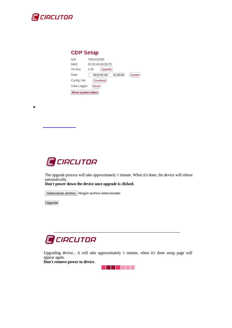 Cdp setup | CIRCUTOR CDP-0 User Manual | Page 48 / 74
