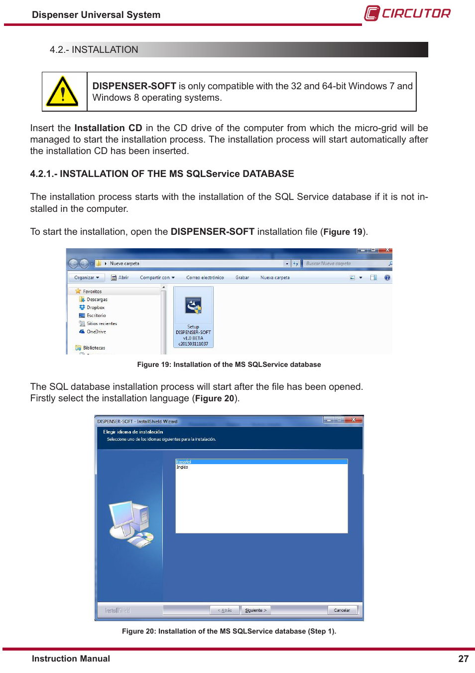 Installation of the ms sqlservice database | CIRCUTOR DISPENSER Series User Manual | Page 27 / 124