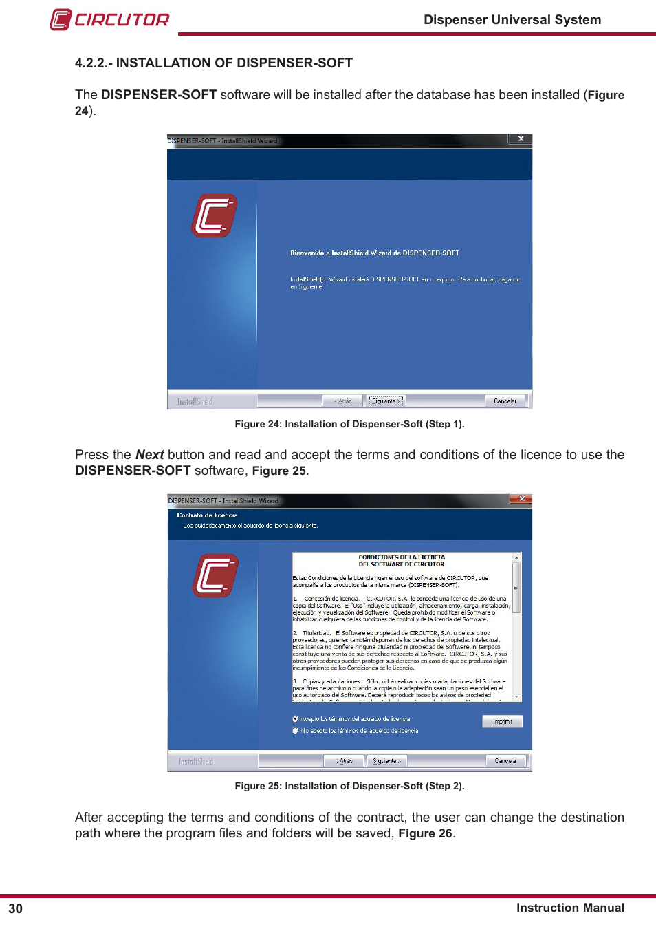 Installation of dispenser-soft | CIRCUTOR DISPENSER Series User Manual | Page 30 / 124