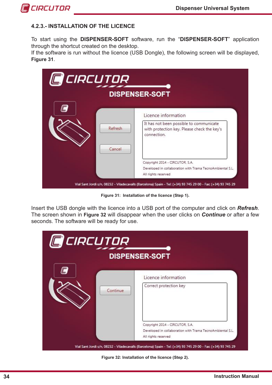 Installation of the licence | CIRCUTOR DISPENSER Series User Manual | Page 34 / 124