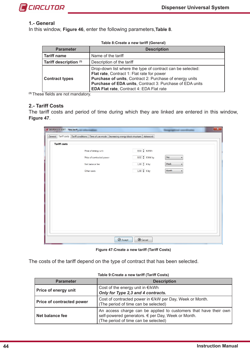 CIRCUTOR DISPENSER Series User Manual | Page 44 / 124