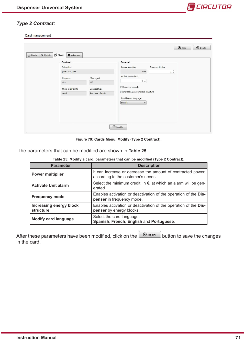 CIRCUTOR DISPENSER Series User Manual | Page 71 / 124