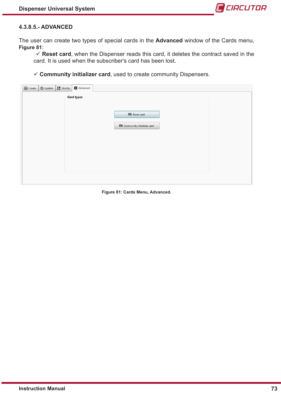 CIRCUTOR DISPENSER Series User Manual | Page 73 / 124