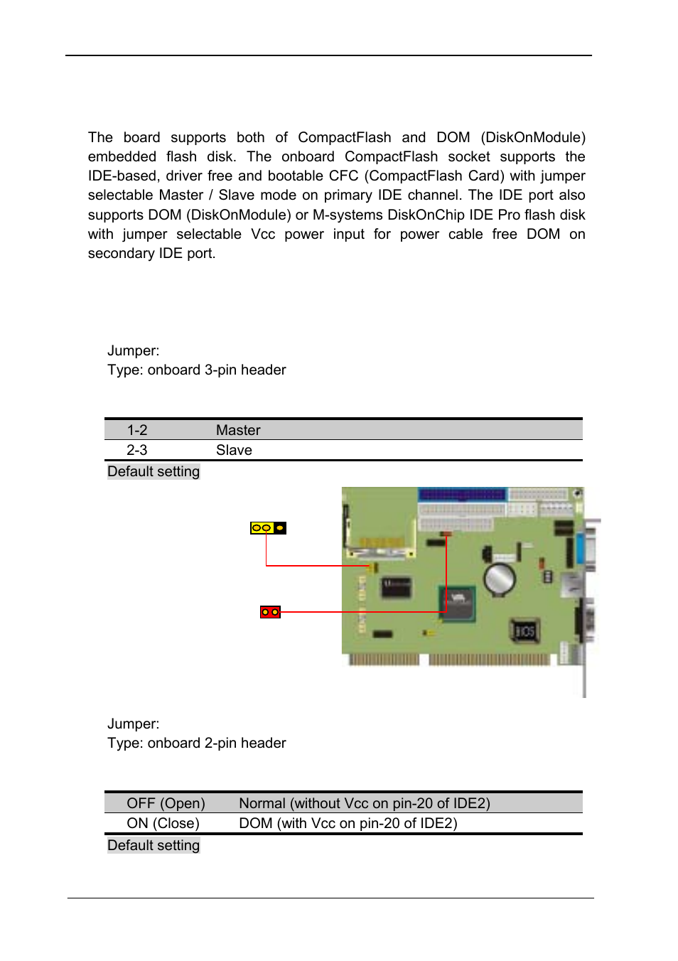 5embedded solid state flash disk, 1compactflash mode setting, 2diskonmodule or diskonchip 2000 ide pro | Embedded solid state flash disk, 5 embedded solid state flash disk | COMMELL FS-961 User Manual | Page 16 / 46