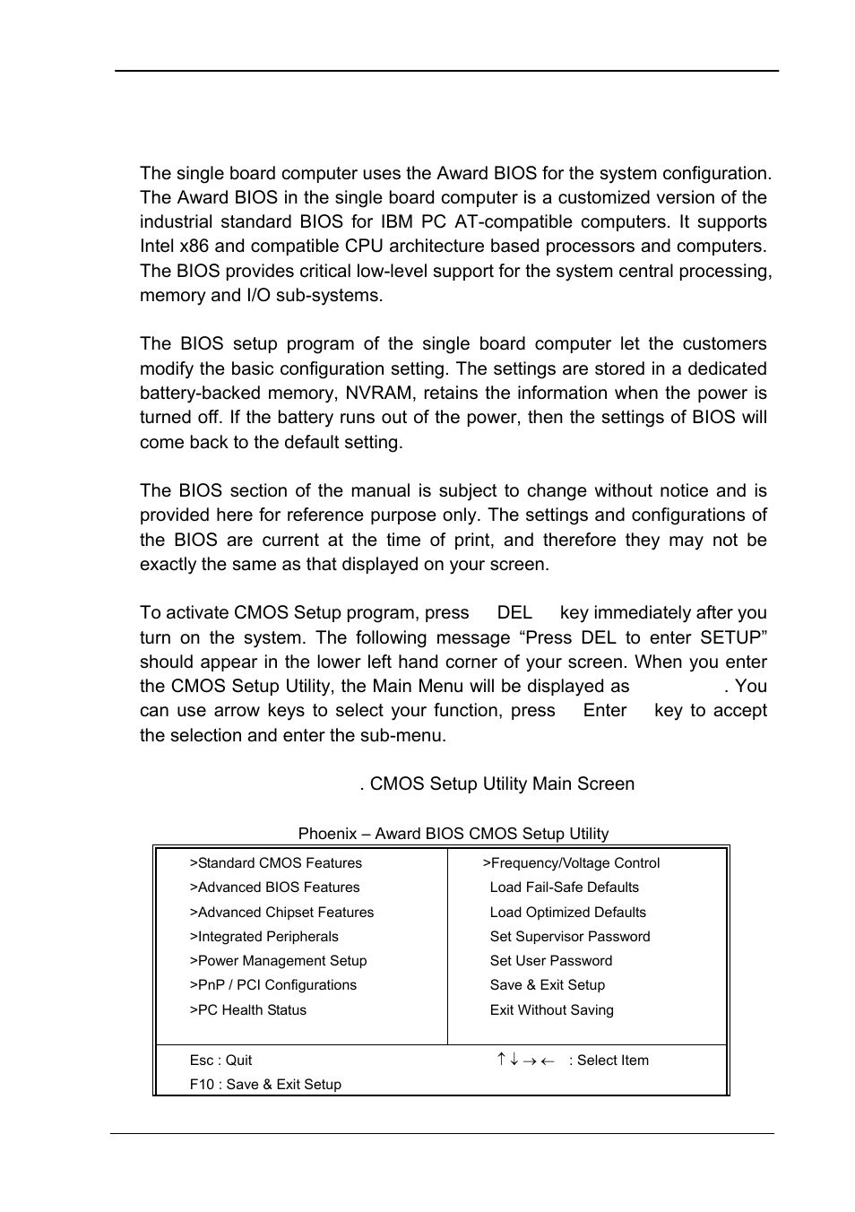 Chapter 3. bios setup | COMMELL FS-961 User Manual | Page 27 / 46