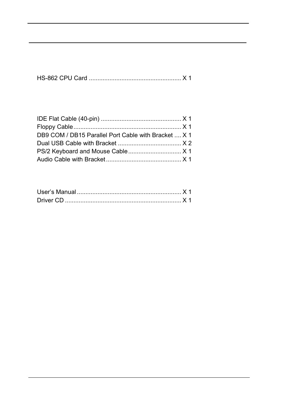 Packing list, Hardware, Cable kit | Printed matter and software | COMMELL HS-862 User Manual | Page 2 / 46