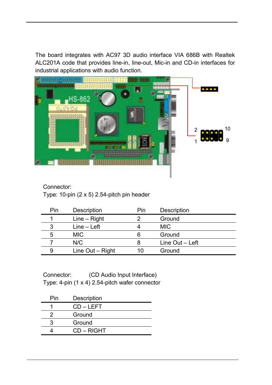 9audio interface, Audio interface, 9 audio interface | COMMELL HS-862 User Manual | Page 24 / 46