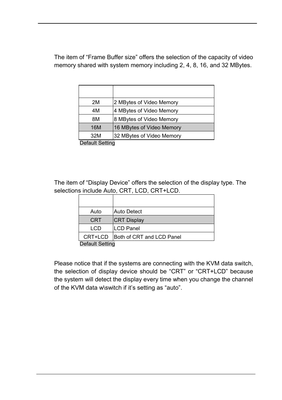 2frame buffer size, 3display device, Frame buffer size | Display device, 2 frame buffer size, 3 display device | COMMELL HS-862 User Manual | Page 29 / 46