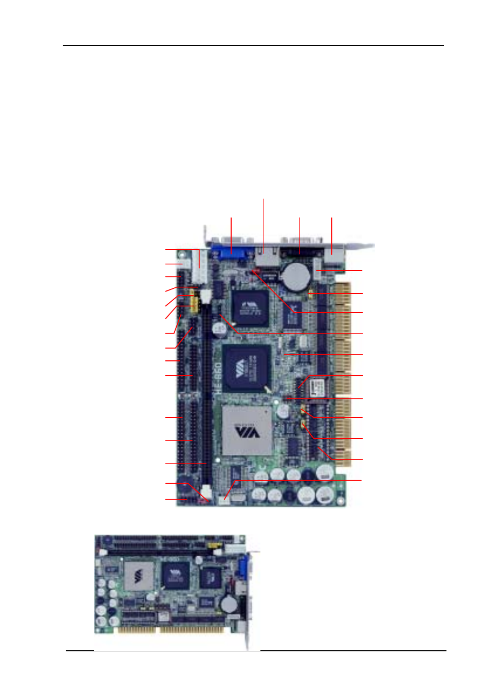 Chapter 2. hardware setup, 1 jumpers and connectors location | COMMELL HE-860 User Manual | Page 9 / 37