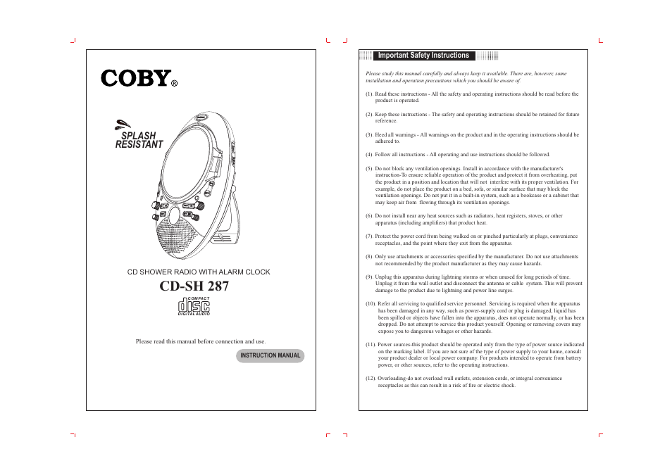 COBY electronic CD-SH 287 User Manual | 8 pages