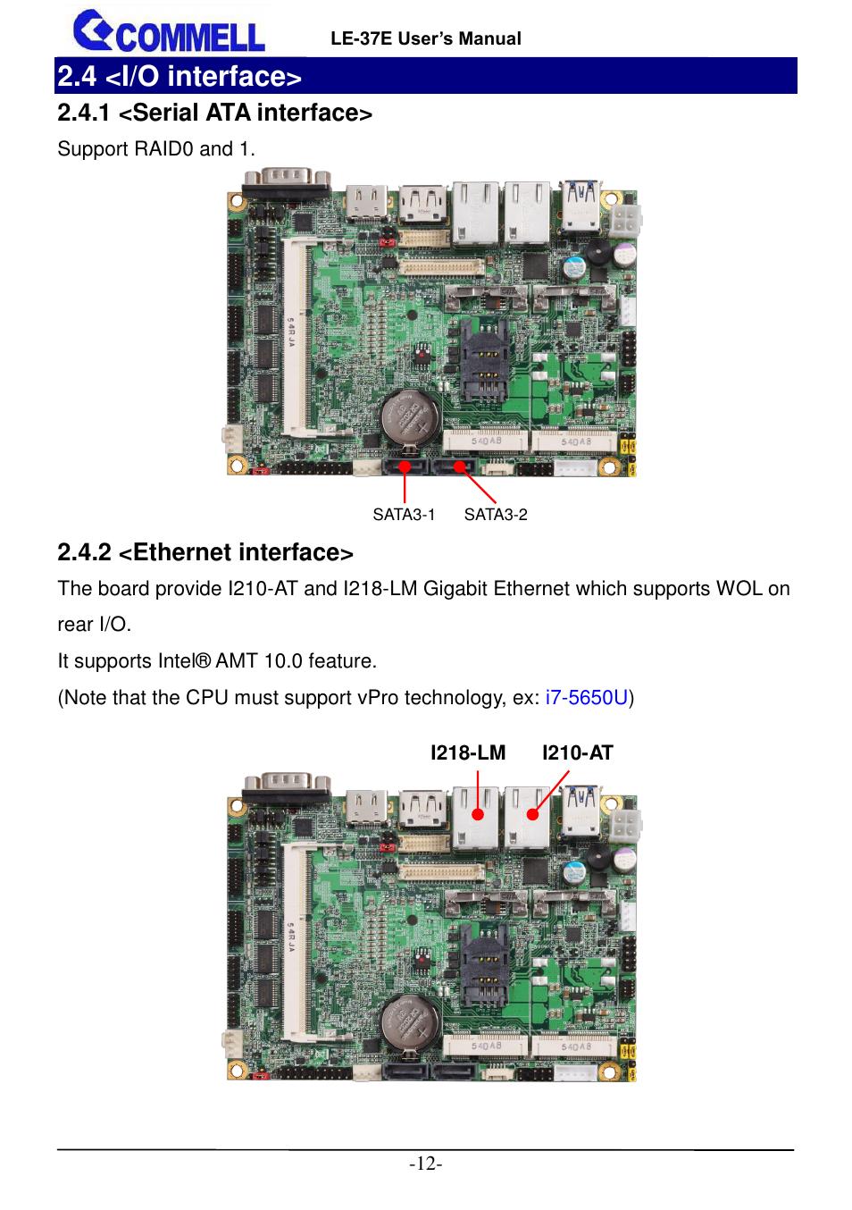 4 <i/o interface, 1 <serial ata interface, 2 <ethernet interface | COMMELL LE-37E User Manual | Page 13 / 29