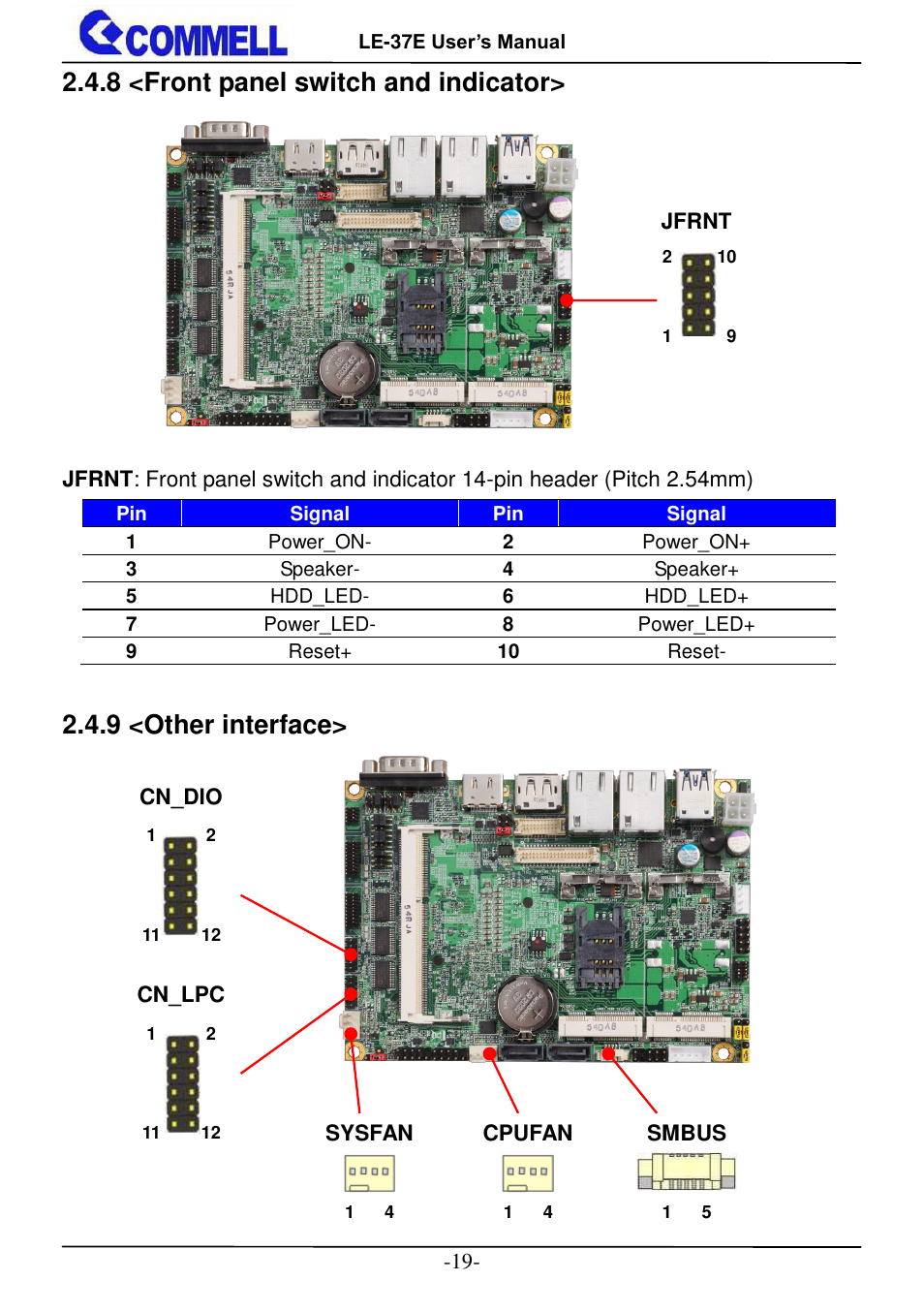 8 <front panel switch and indicator, 9 <other interface | COMMELL LE-37E User Manual | Page 20 / 29