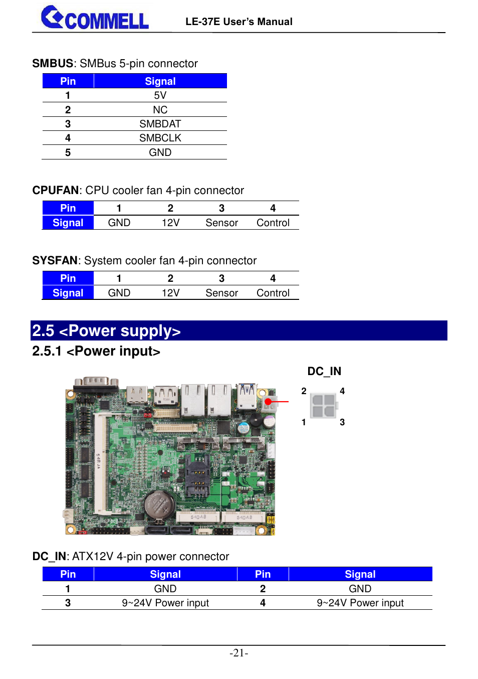 5 <power supply, 1 <power input | COMMELL LE-37E User Manual | Page 22 / 29