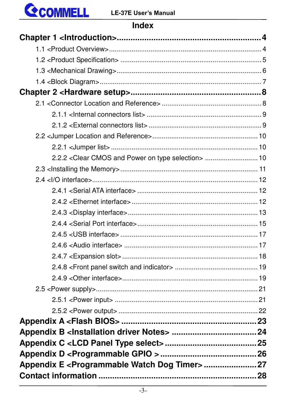 COMMELL LE-37E User Manual | Page 4 / 29