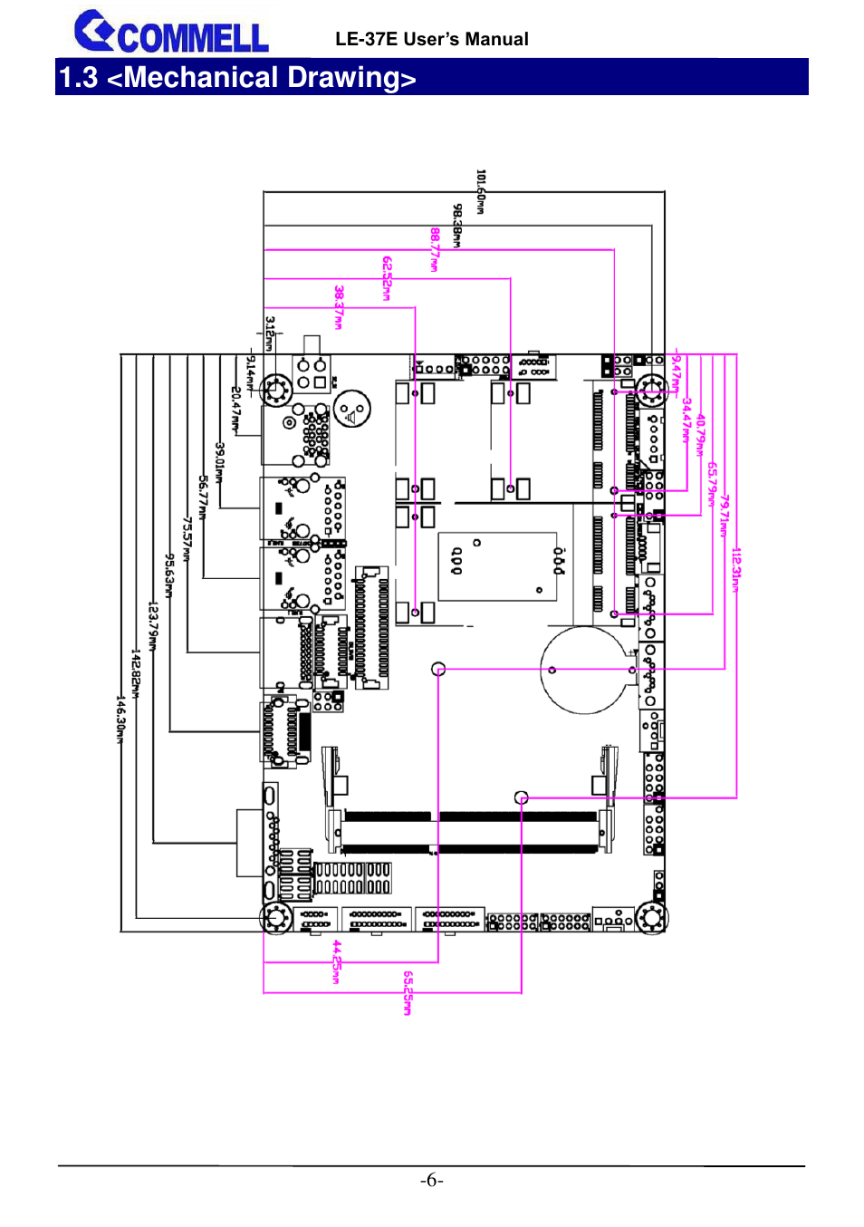 3 <mechanical drawing | COMMELL LE-37E User Manual | Page 7 / 29