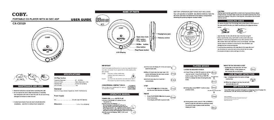 COBY CX-CD329 User Manual | 1 page