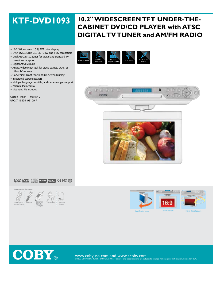 COBY KTF-DVD1093 User Manual | 1 page