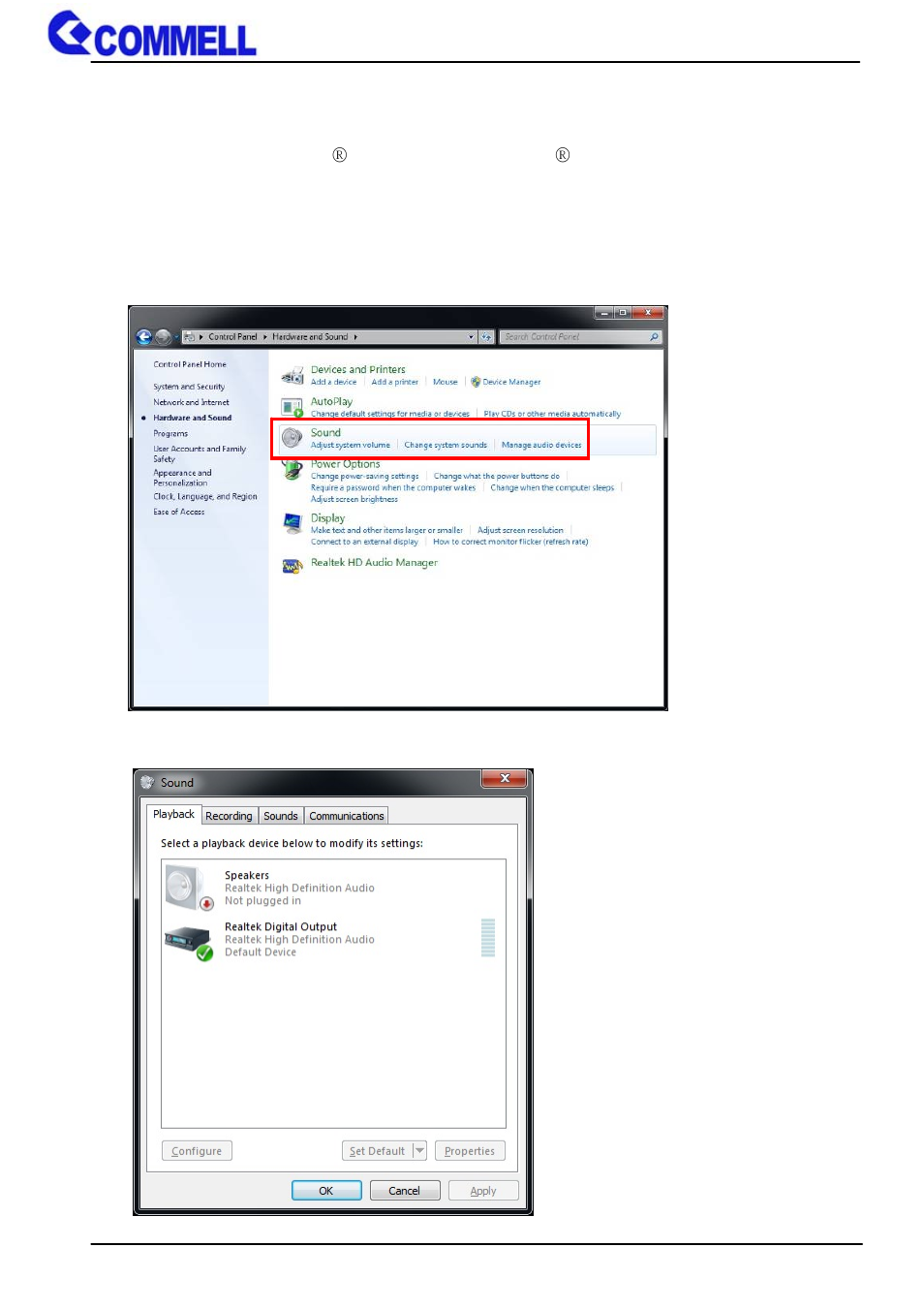 Chapter 3 <system setup, 1 <audio configuration | COMMELL ME-C79 User Manual | Page 34 / 45