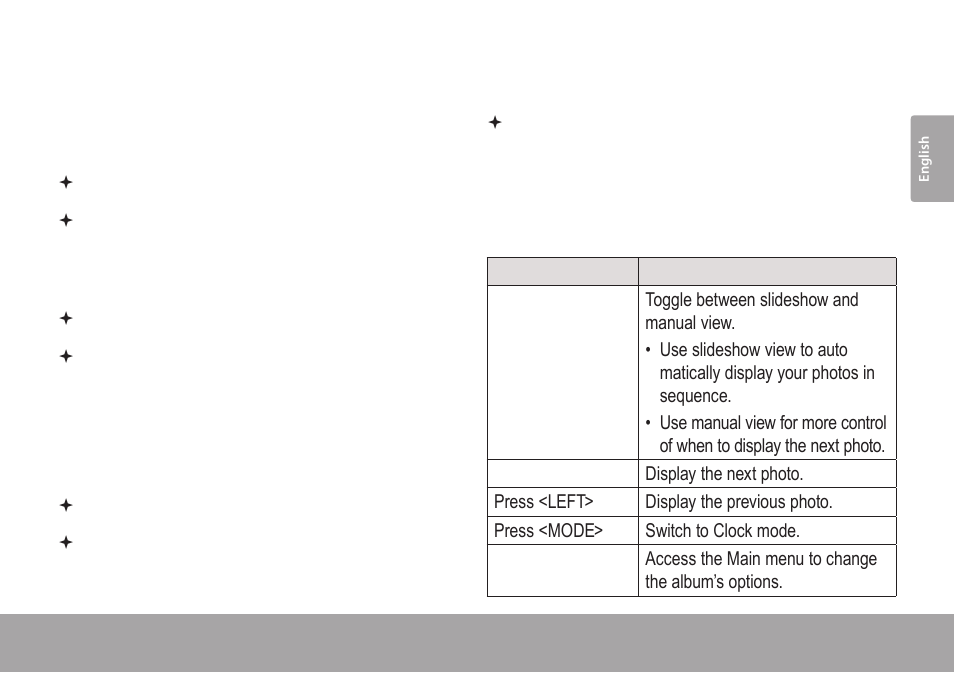 Using the album, Photo album mode, Photo album controls | Using the album 4.0, Photo album mode 4.1 | COBY electronic DP245 User Manual | Page 11 / 92