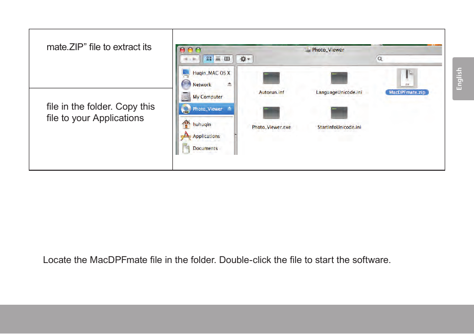 Starting the macdpfmate software, Starting the macdpfmate software 6.2.1 | COBY electronic DP245 User Manual | Page 19 / 92