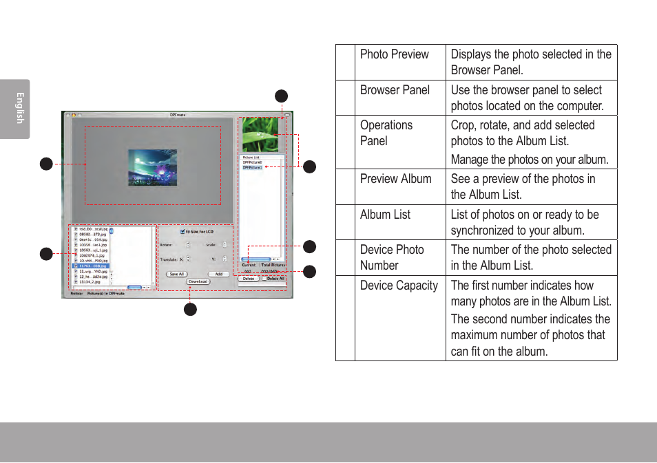 Main screen at a glance, Main screen at a 6.3 glance | COBY electronic DP245 User Manual | Page 20 / 92