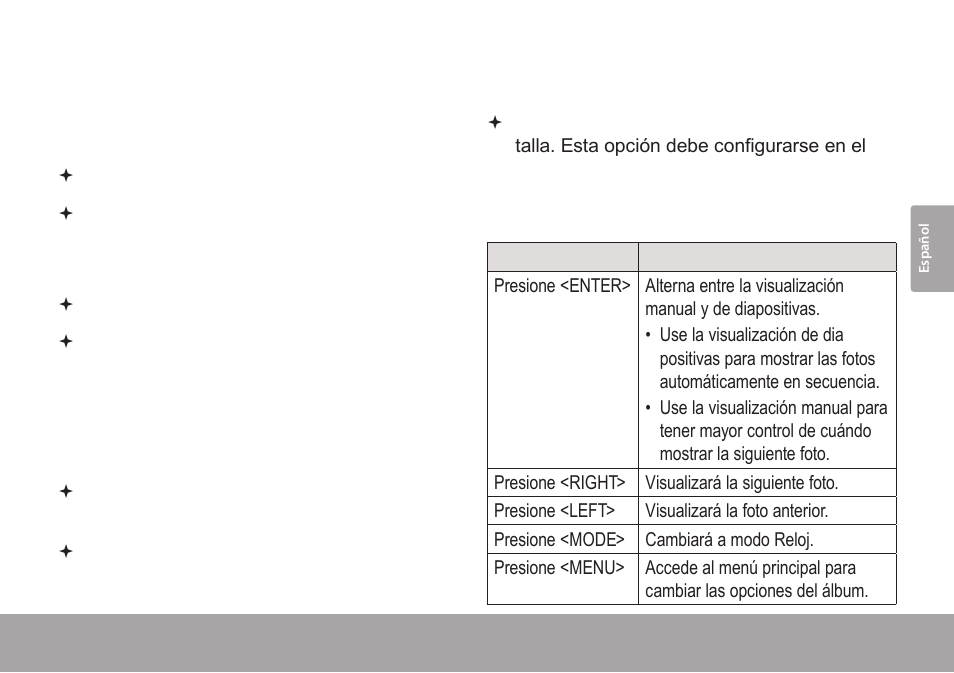 Uso del álbum, Modo álbum de fotos, Controles del álbum de fotos | Uso del álbum 4.0, Modo álbum de fotos 4.1 | COBY electronic DP245 User Manual | Page 39 / 92