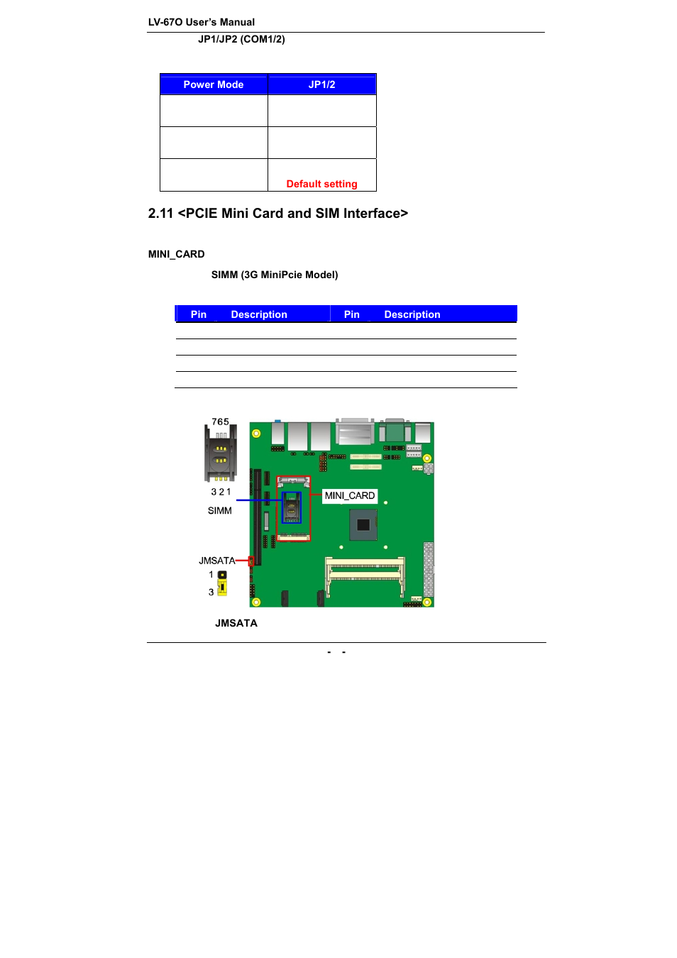 11 <pcie mini card and sim interface | COMMELL LV-67O User Manual | Page 26 / 41