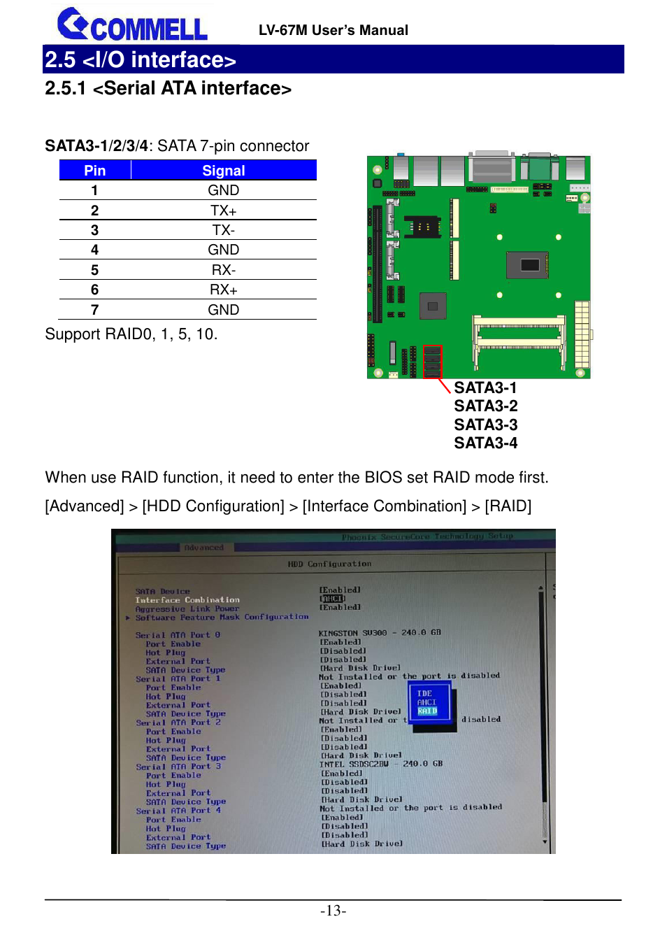 5 <i/o interface, 1 <serial ata interface | COMMELL LV-67M User Manual | Page 14 / 34