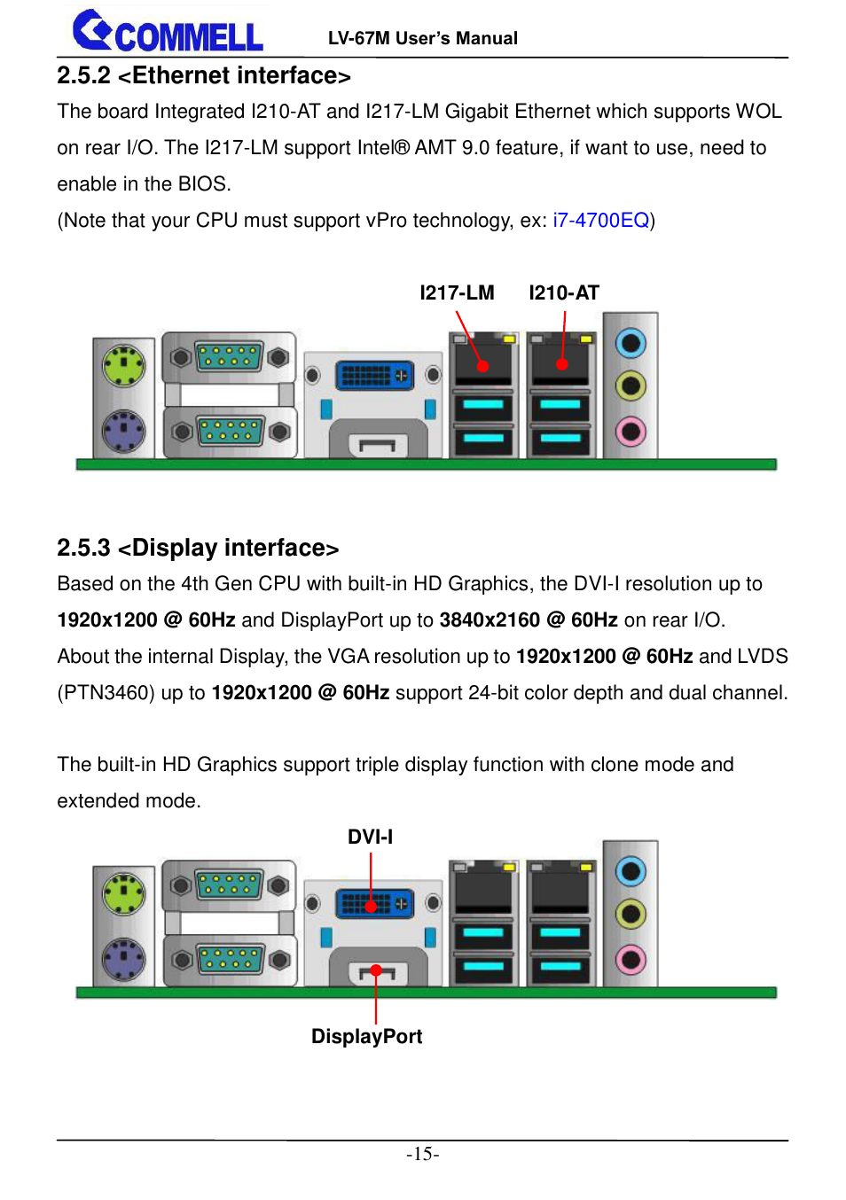 2 <ethernet interface, 3 <display interface | COMMELL LV-67M User Manual | Page 16 / 34