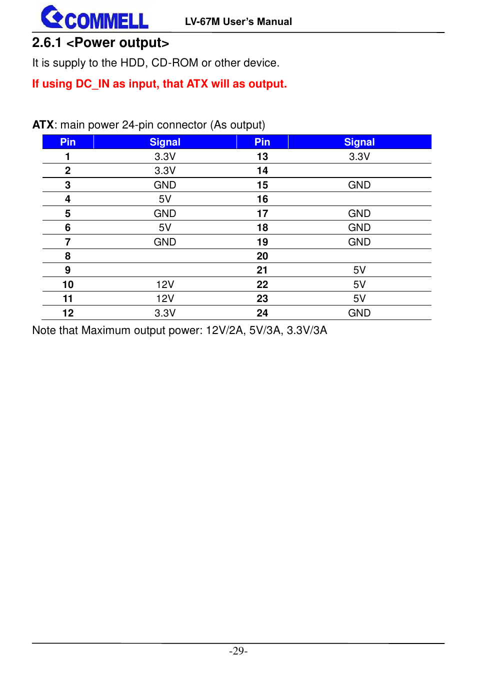 1 <power output | COMMELL LV-67M User Manual | Page 30 / 34