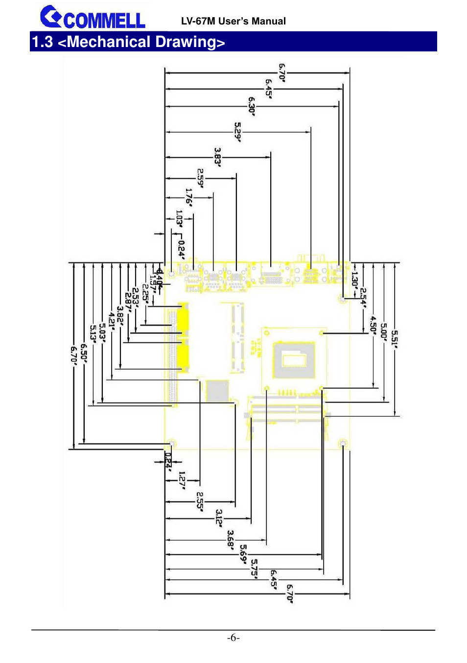 3 <mechanical drawing | COMMELL LV-67M User Manual | Page 7 / 34