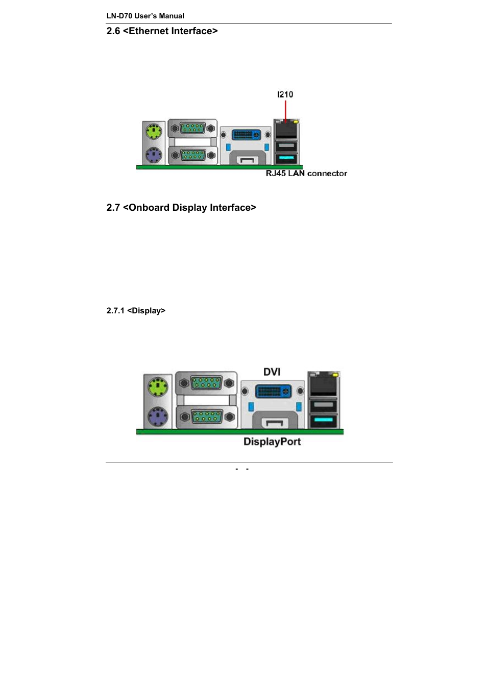 6 <ethernet interface, 7 <onboard display interface | COMMELL LN-D70 User Manual | Page 14 / 43