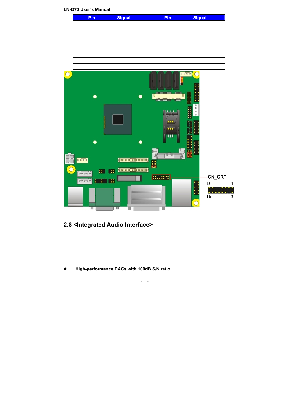 8 <integrated audio interface | COMMELL LN-D70 User Manual | Page 19 / 43