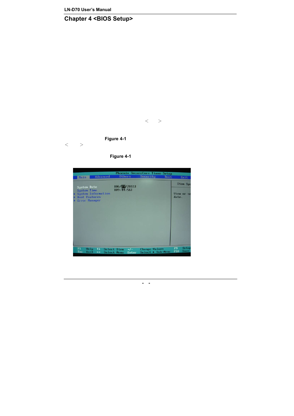 Chapter 4 <bios setup | COMMELL LN-D70 User Manual | Page 38 / 43
