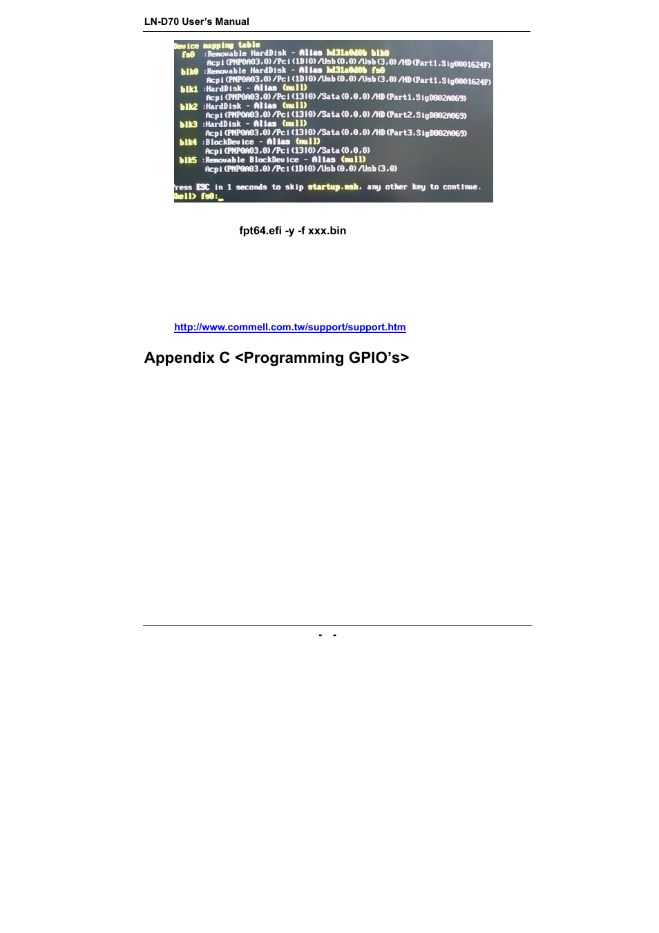 Appendix c <programming gpio’s | COMMELL LN-D70 User Manual | Page 41 / 43