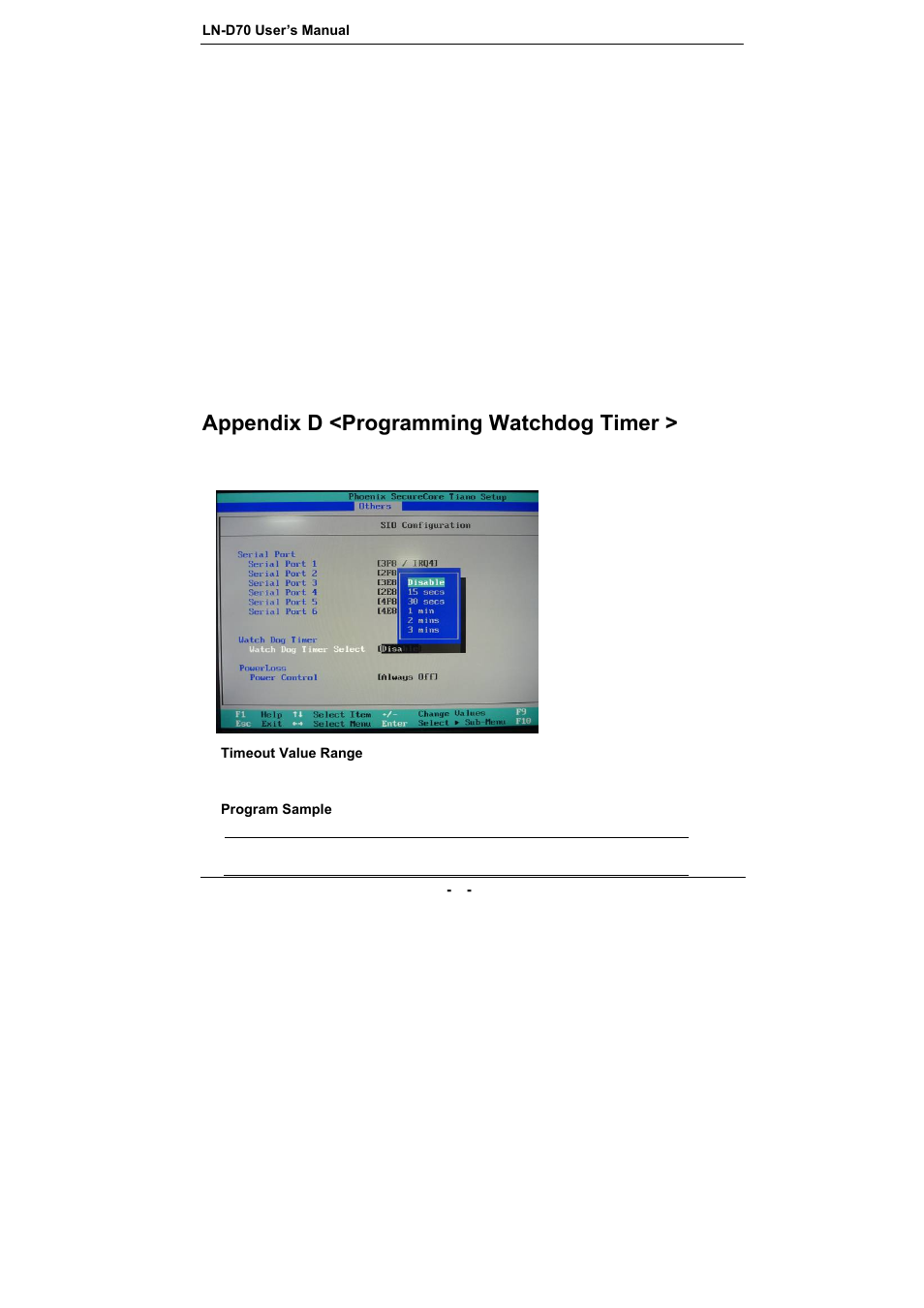 Appendix d <programming watchdog timer | COMMELL LN-D70 User Manual | Page 42 / 43