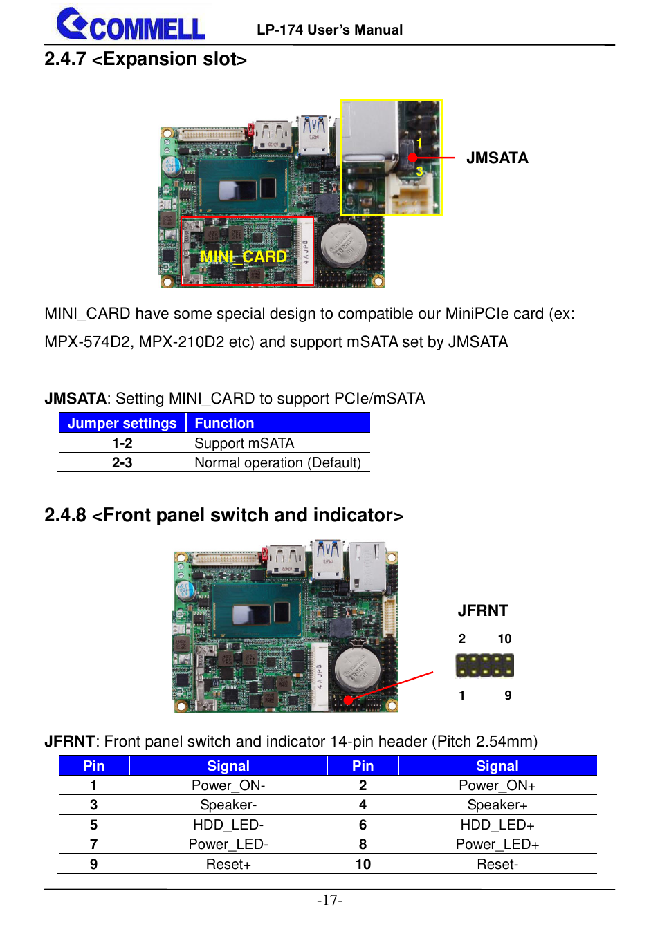 7 <expansion slot, 8 <front panel switch and indicator | COMMELL LP-174 User Manual | Page 18 / 25