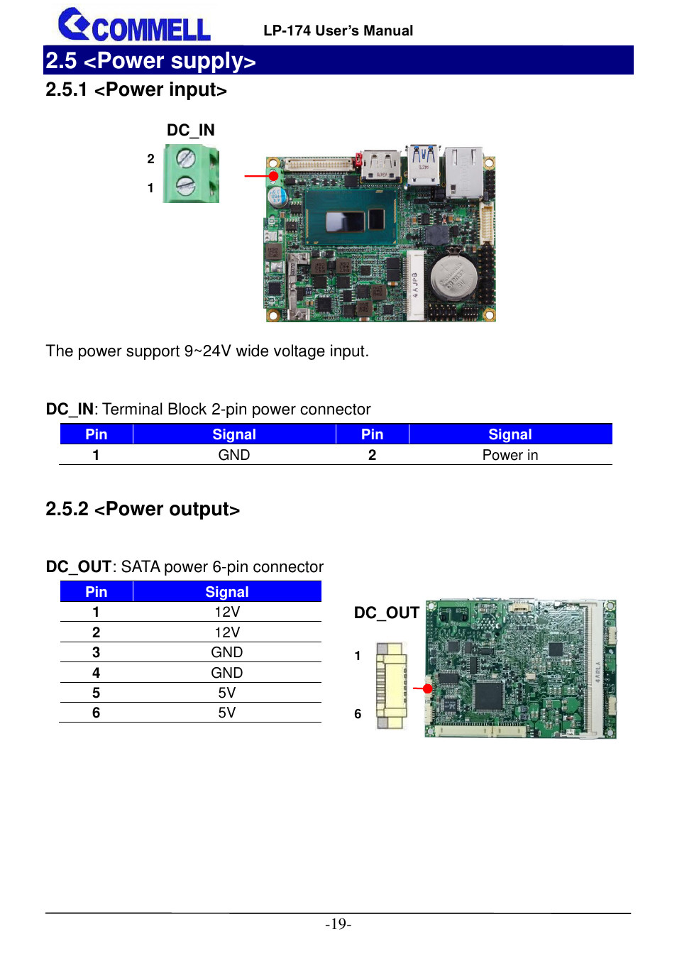 5 <power supply, 1 <power input, 2 <power output | COMMELL LP-174 User Manual | Page 20 / 25