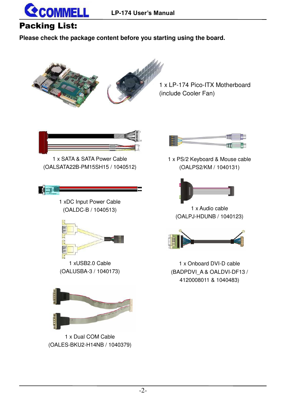 Packing list | COMMELL LP-174 User Manual | Page 3 / 25