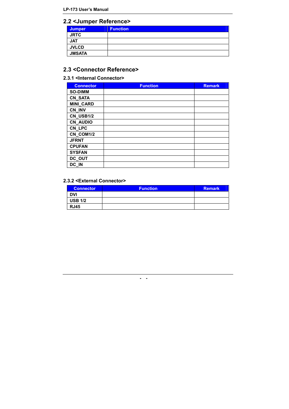 2 <jumper reference, 3 <connector reference | COMMELL LP-173 User Manual | Page 11 / 34
