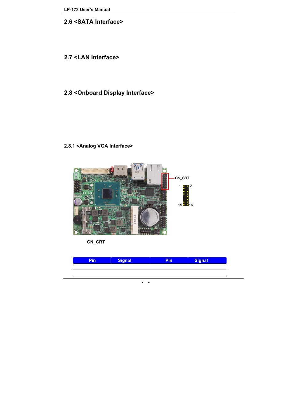 6 <sata interface, 7 <lan interface, 8 <onboard display interface | COMMELL LP-173 User Manual | Page 13 / 34