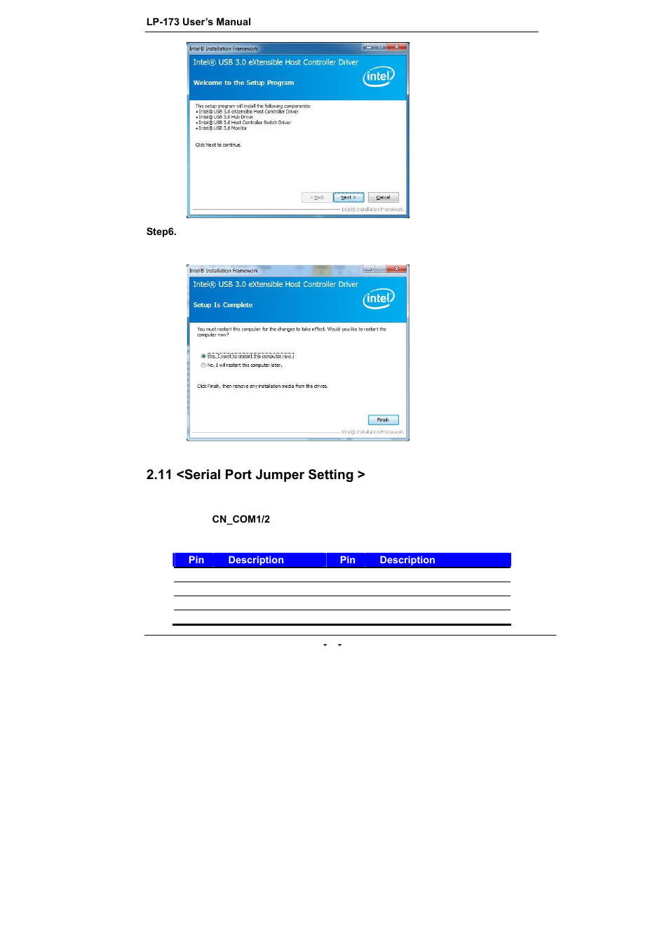 11 <serial port jumper setting | COMMELL LP-173 User Manual | Page 22 / 34