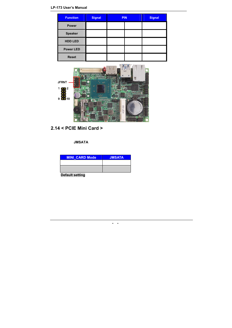 14 < pcie mini card | COMMELL LP-173 User Manual | Page 26 / 34