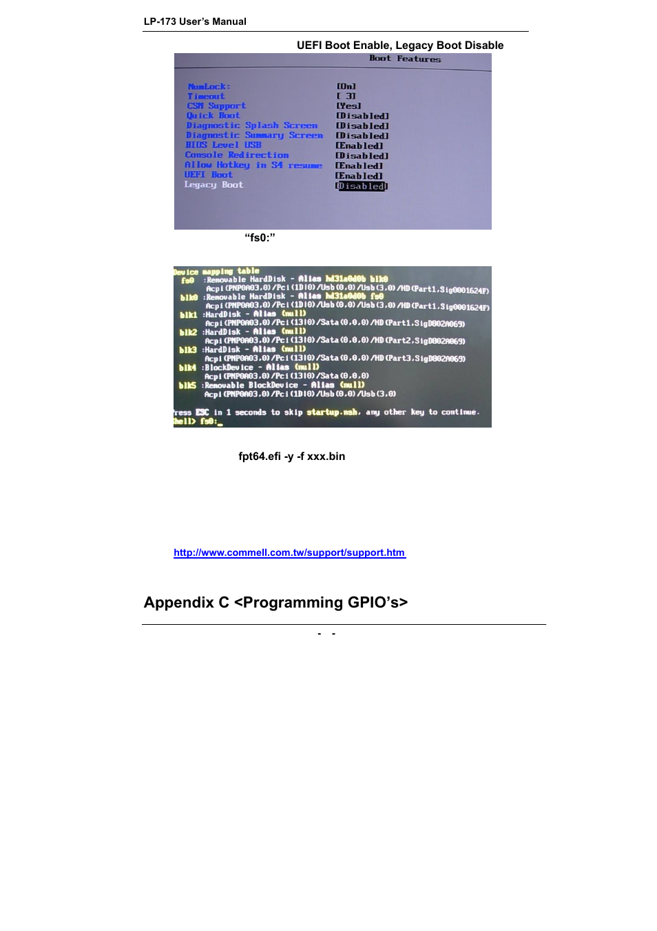 Appendix c <programming gpio’s | COMMELL LP-173 User Manual | Page 31 / 34