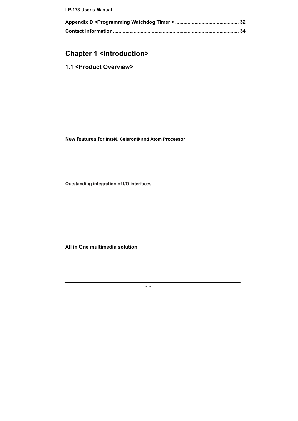 Chapter 1 <introduction, 1 <product overview | COMMELL LP-173 User Manual | Page 5 / 34