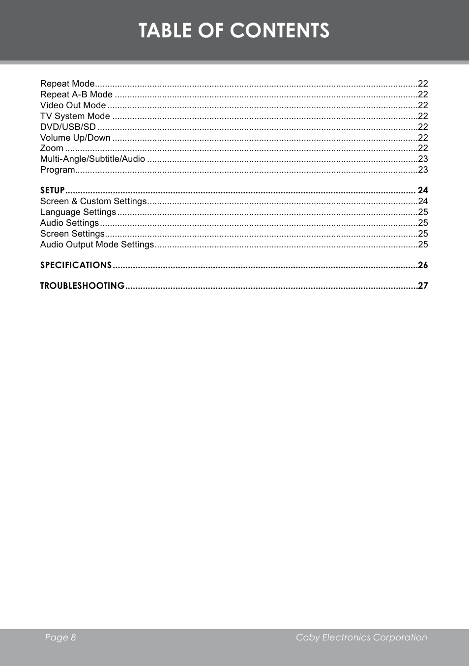 COBY electronic DVD-298 User Manual | Page 8 / 30